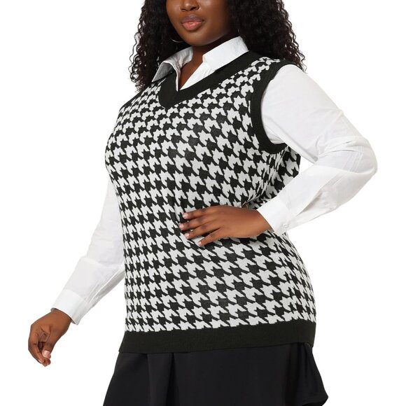 Plus Size Knit Sweater Vest Women V Neck Sleeveless Oversized Pullover - Picture 2 of 6